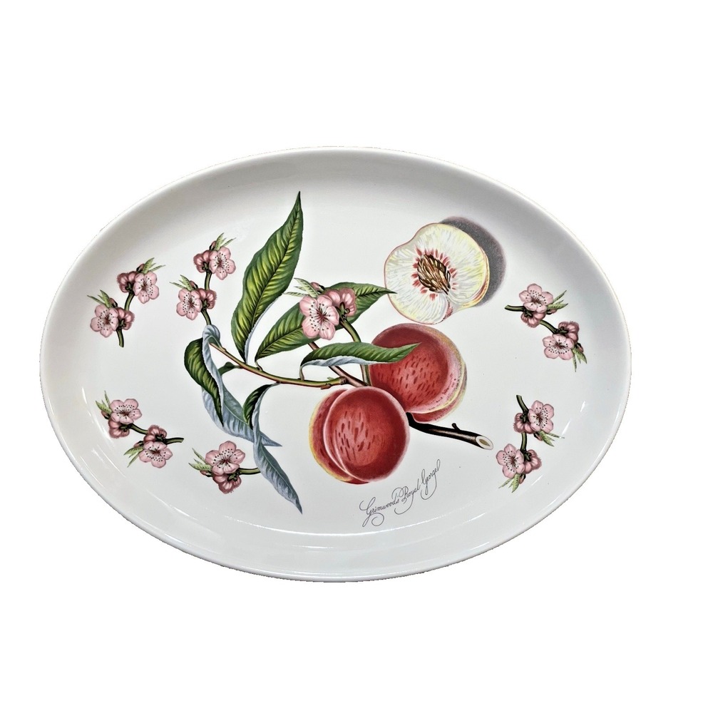 Portmeirion Pomona Peach Fruit‎ Oval Serving Platter Oven To Table 11 x 14.5"